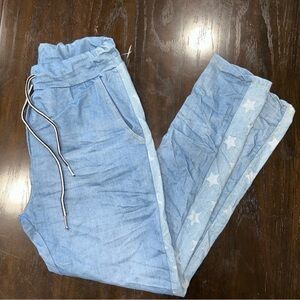 NWT light weight Jean pants with stars size s/m